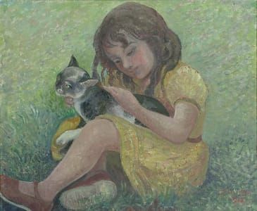 Artwork Title: Little Girl with a Cat