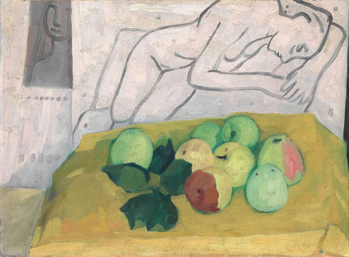Artwork Title: Still life with apples or nude (Mele o Natura morta con nudo)