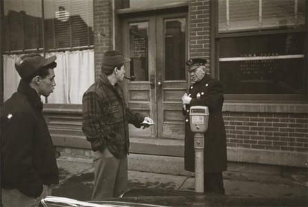 Artwork Title: Rocky Graziano Talking To A Policeman On A Street