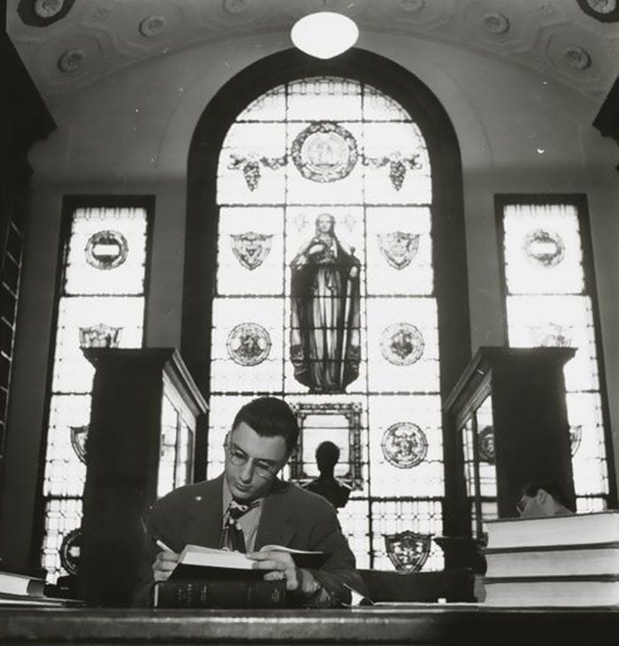 Artwork Title: Man Studying In A Library, Columbia University