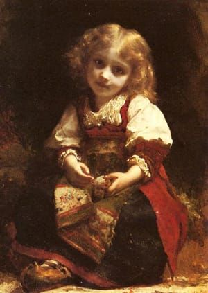 Artwork Title: A Little Girl Holding A Bird