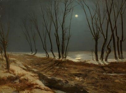 Artwork Title: Country Road in the Winter by Moonlight
