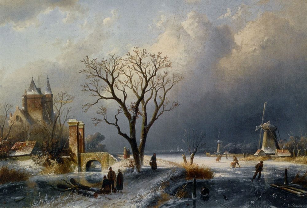 Artwork Title: Winter Landscape With Figures Near a Castle