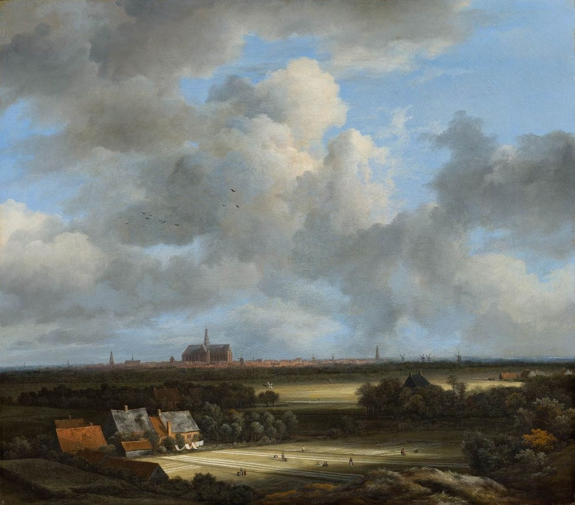 Artwork Title: van Ruisdael-jacob-view-of-haarlem-with-bleaching-grounds- (1628–1682)iew of Haarlem