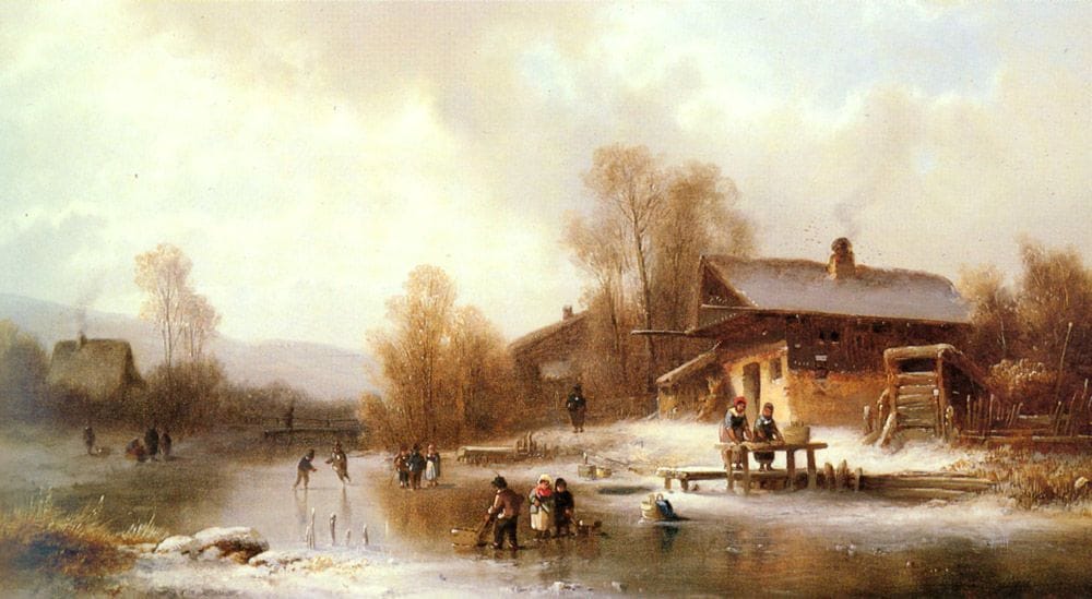 Artwork Title: Skaters and Washer Women in a Frozen Landscape