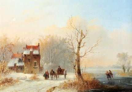 Artwork Title: A Winter Landscape with Skaters on a Frozen Waterway