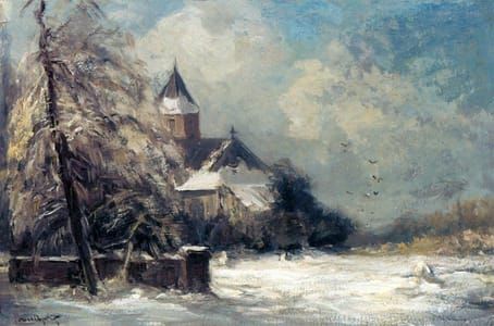 Artwork Title: A Church in a Snow Covered Landscape