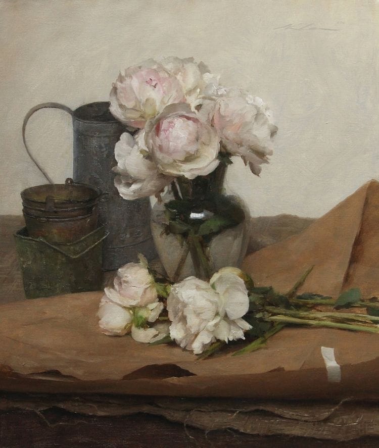 Artwork Title: White Peonies with Pots