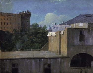 Artwork Title: Buildings in Naples with the North-East side of the Castel Nuovo