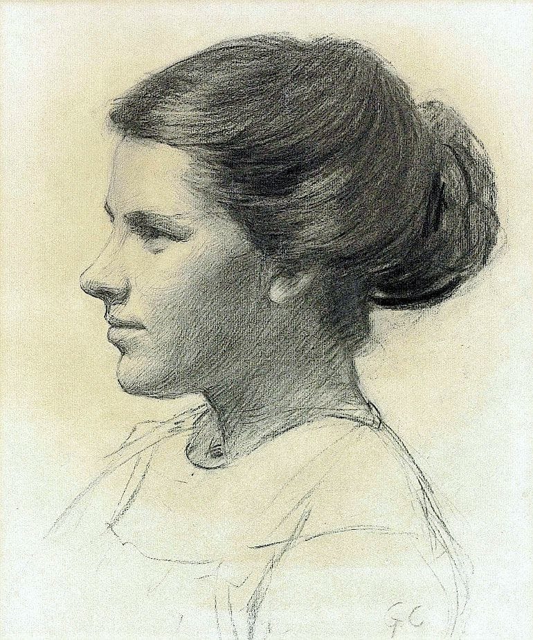 Artwork Title: Portrait of a young woman, head and shoulders