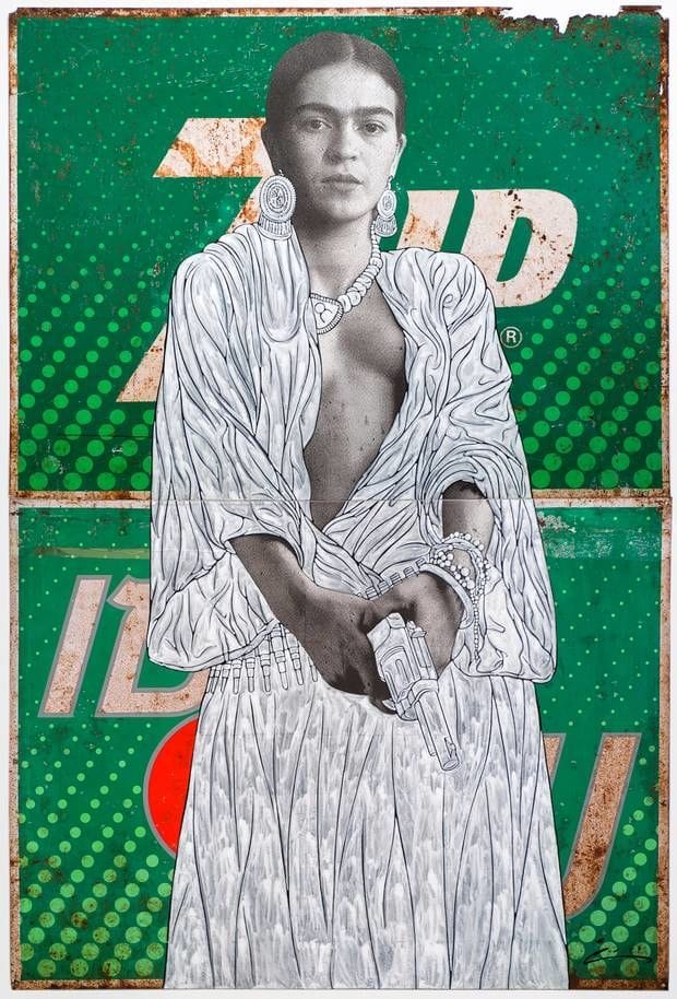 Artwork Title: Frida with Gun on 7Up