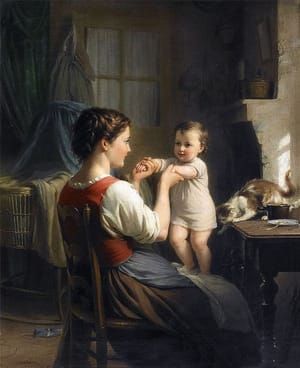 Artwork Title: Mother And Child With Cat