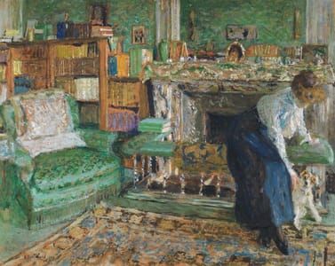 Artwork Title: Marguerite Chapin in her Apartment with her Dog