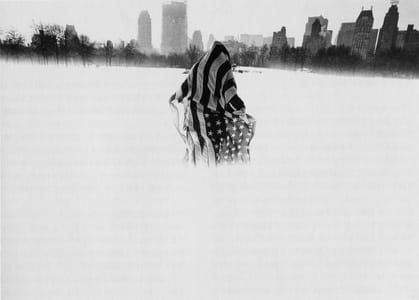 Artwork Title: Man wearing American flag in Central Park, New York
