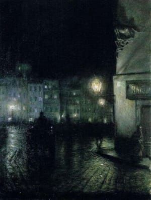 Artwork Title: The Olf Town in Warsaw at Night