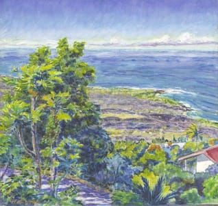 Artwork Title: View over Honaunau from the Samurai House, South Kona
