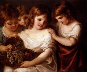 Artwork Title: Four Children With A Basket Of Fruit