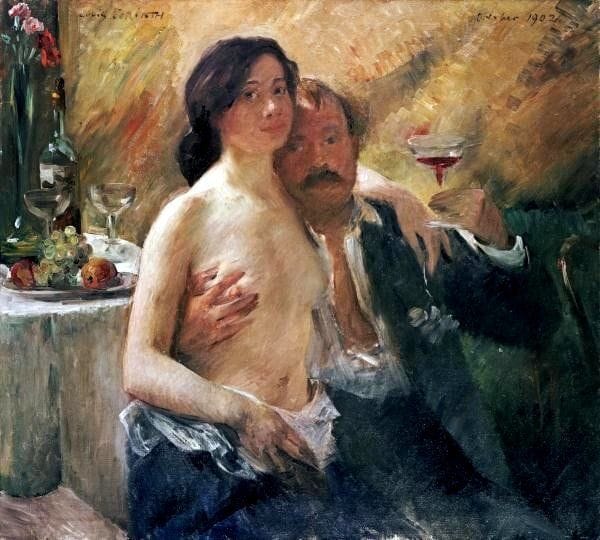 Artwork Title: Self Portrait with Wife and Glass of Chapagne