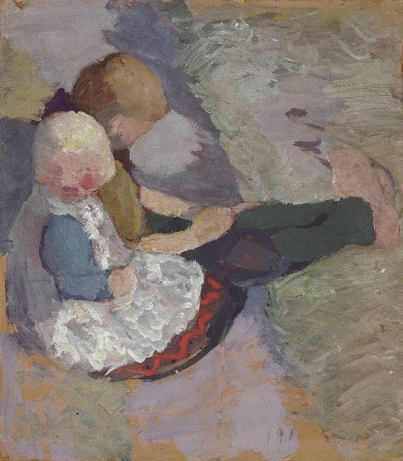 Artwork Title: Two Children Sitting in a Meadow