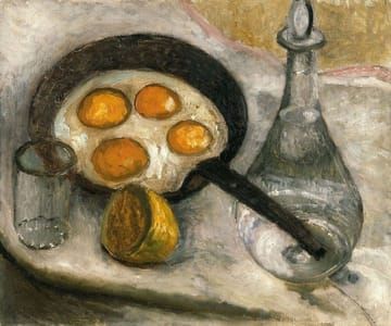 Artwork Title: Still life with fried eggs in frying pan (Stillleben mit Spiegeleiern in der Pfanne)