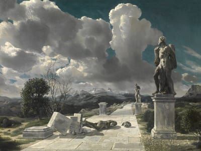 Artwork Title: Landschap met omvergeworpen beeld (Landscape with Overthrown Statue)