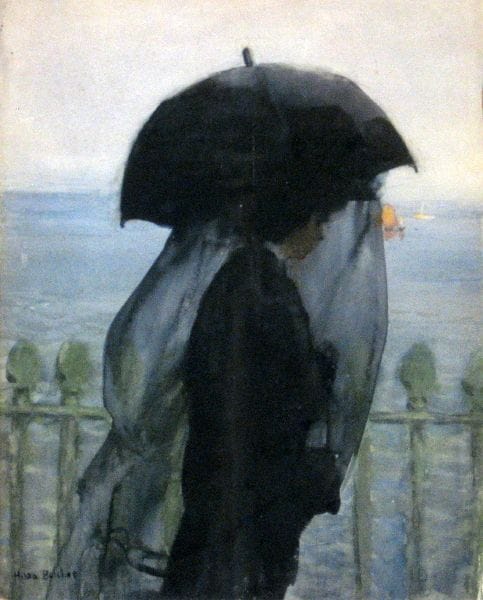 Artwork Title: Magnificent Mourning, A Rainy day. Seen on the promenade by Sea, Penzance