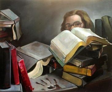 Artwork Title: Self Portraits with Books