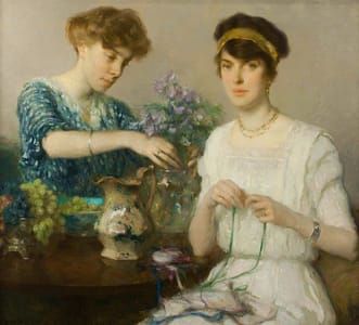 Artwork Title: The Artist's Wife and Her Sister Arranging Flowers