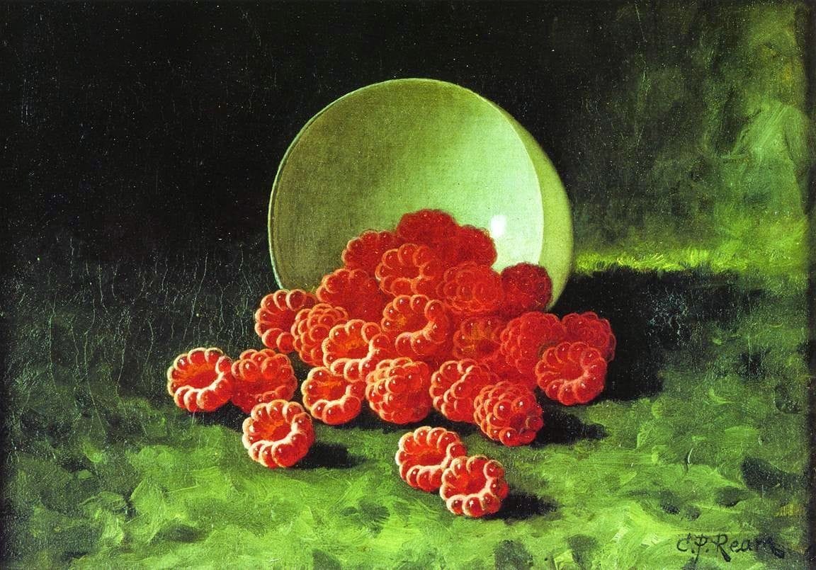 Artwork Title: Still Life, Overturned Cup of Raspberries