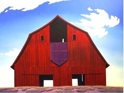 Artwork Title: Dark Red Barn with Two Doors