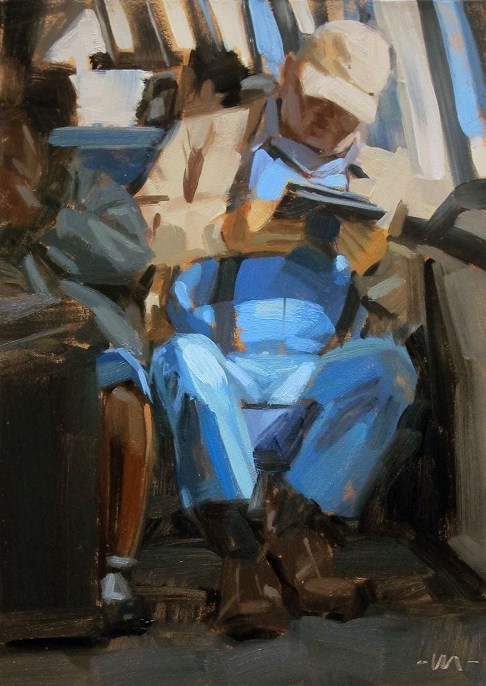 Artwork Title: Man Reading on a Train