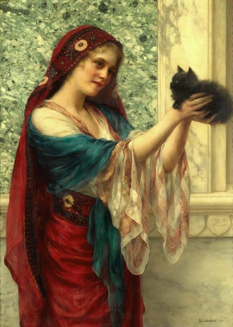 Artwork Title: Woman with cat