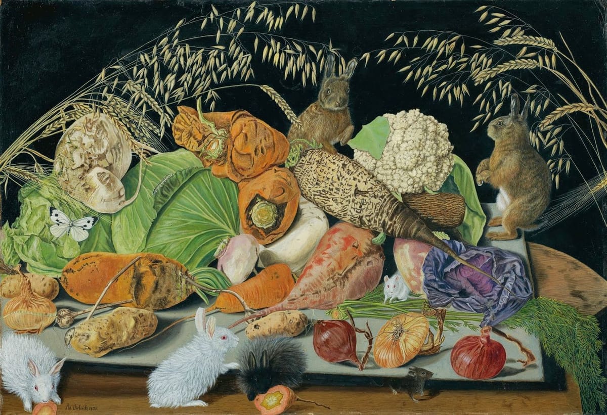 Artwork Title: Still Life with Vegetables, Mice and Rabbits