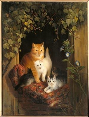 Artwork Title: Mother Cat and Young
