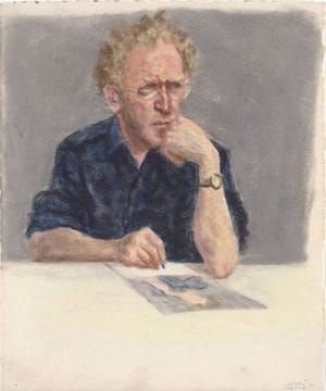 Artwork Title: Self-Portrait in Blue Shirt, Seated, Drawing