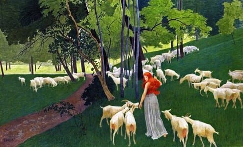 Artwork Title: Goatherd with her Flock