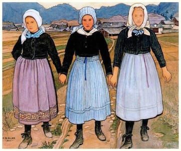 Artwork Title: Trois jeunes Filles de Savièse (Three Young  Savièse Girls)