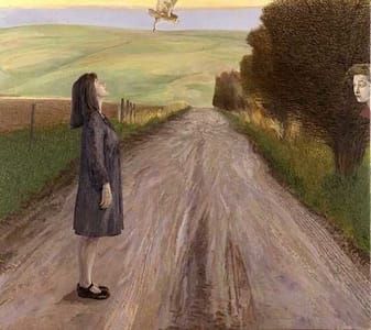 Artwork Title: Figure in a Wiltshire Landscape Surprised by an Owl