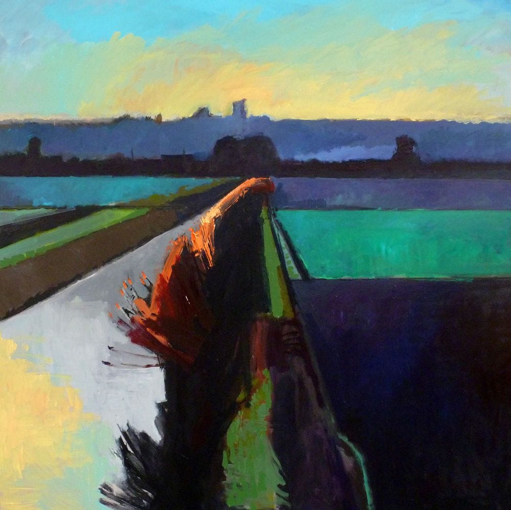 Artwork Title: Looking back to Ely on a winter’s evening. Pymoor, The Black Fens. (2nd version)