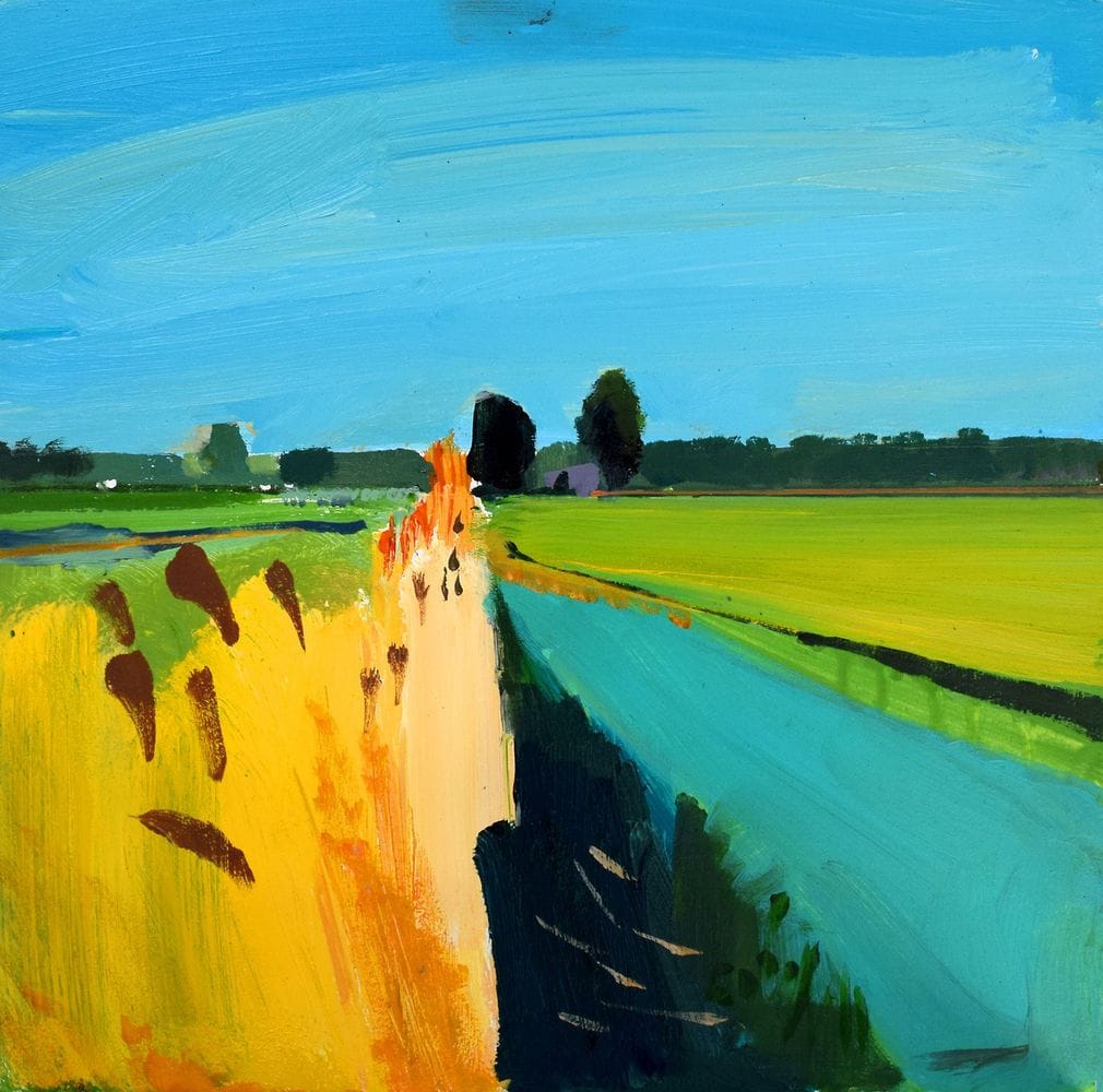 Artwork Title: Small sketch - looking back to Feltwell in May sunshine (May)