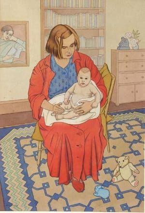 Artwork Title: Mother and Child, Jean and Anton Jones with Portrait of Fred Jones behind