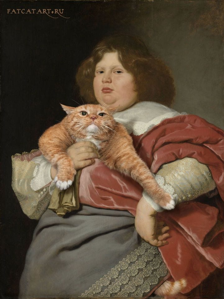 Artwork Title: Bartholomeus van der Helst. Fat Boy and Fat Cat. Portrait of Gerard Andriesz. Bicker with his Cat