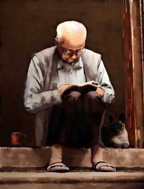 Artwork Title: Old Man Reading