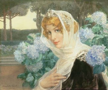 Artwork Title: Jeune femme aux hortensias
