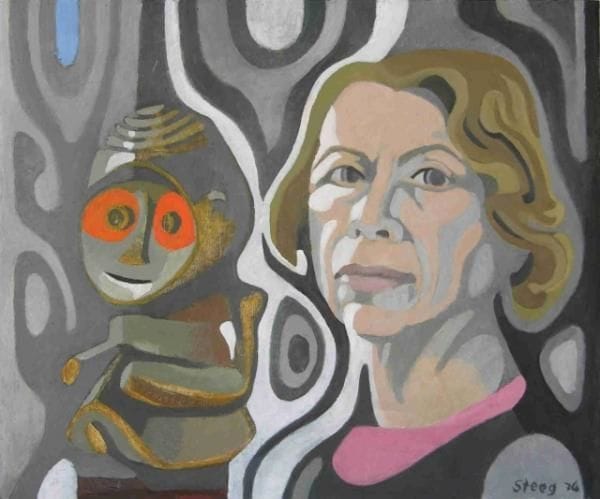 Artwork Title: Self Portrait with Wooden African Figure