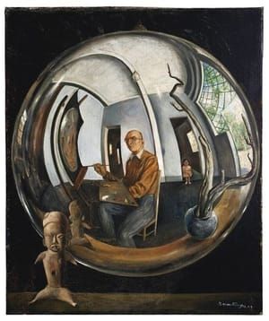 Artwork Title: Autorretrato en bola de cristal (Self Portrait in a Crystal Ball)
