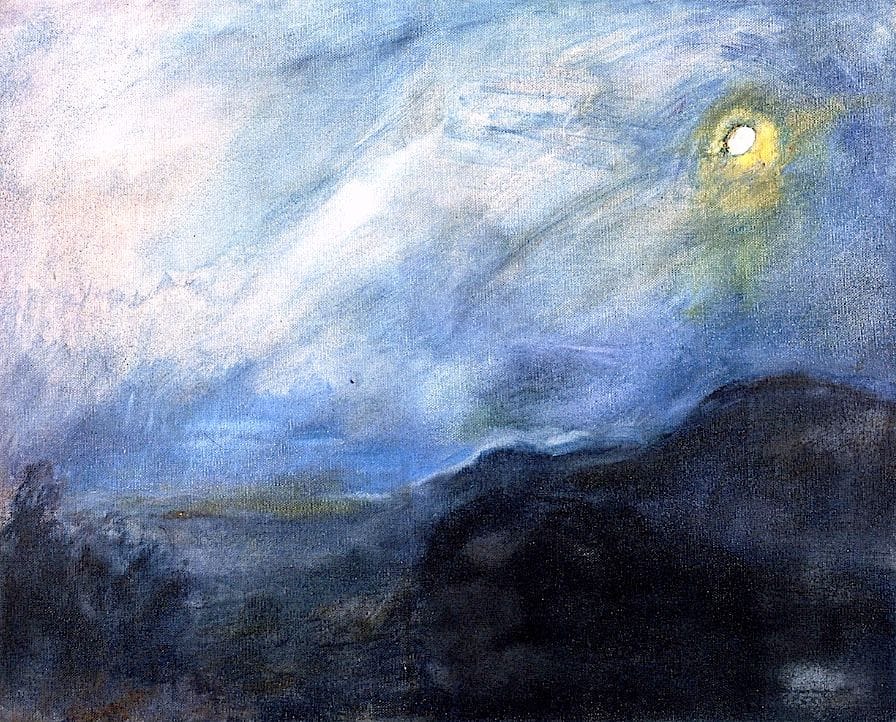 Artwork Title: Moonlit NIght at Neukastel - View of the Madenburg by Moonlight