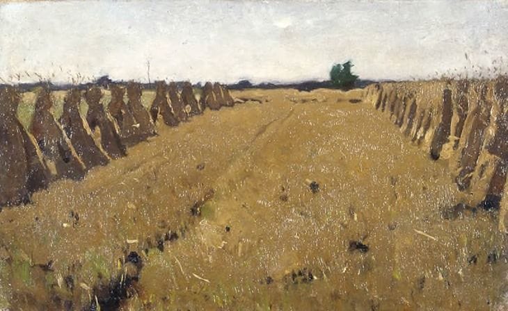 Artwork Title: Korenschoven op stoppelveld  (Sheaves on a Field of Stubble)