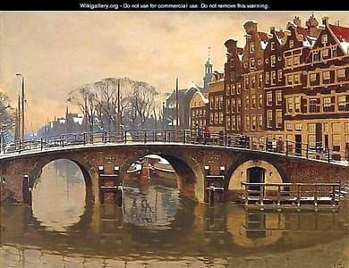 Artwork Title: A Wintry View Of The Brouwersgracht, Amsterdam