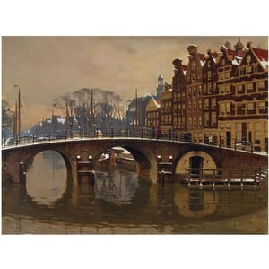 Artwork Title: A Wintry View Of The Brouwersgracht, Amsterdam